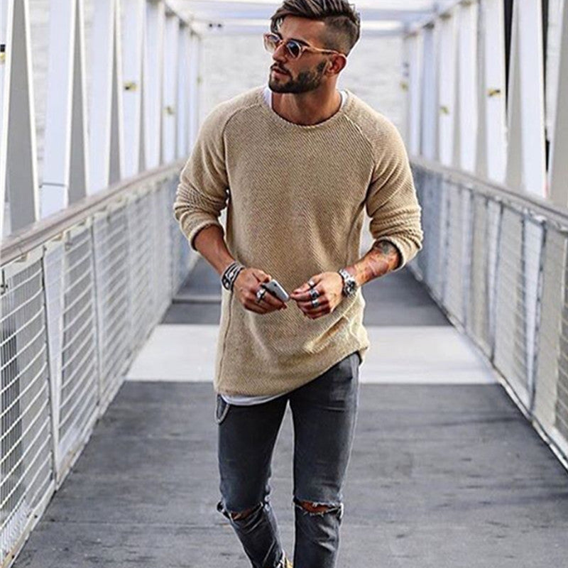 Comfortable Men's Loose-fit Acrylic Sweater in Multiple Colors