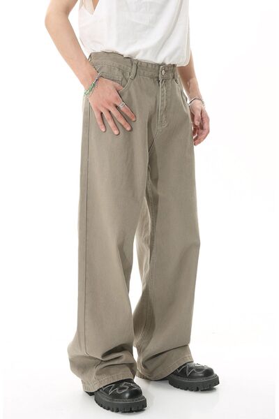 Men's Mid-Rise Non-Stretch Straight-Leg Basic Cotton Jeans