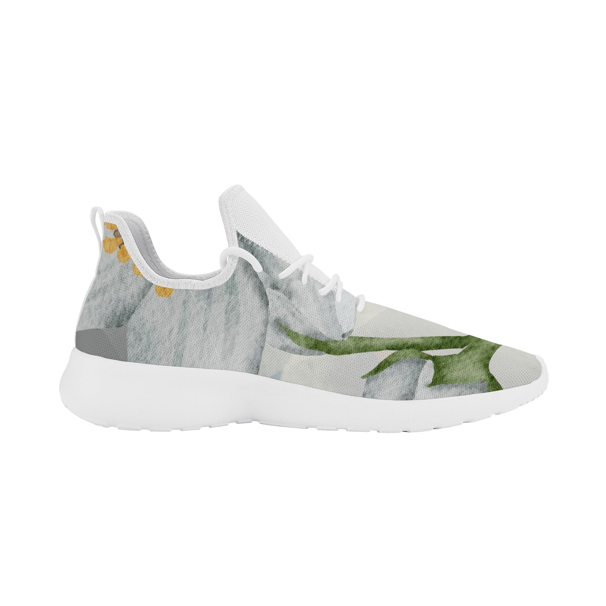 Men's Fashionable New Gray Soft Floral Mesh Knit Athletic Sneakers Designed by Dunbi
