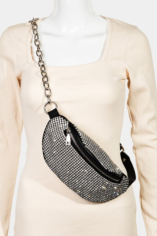 Glamorous Pave Rhinestone Small Crossbody Fashion Bag