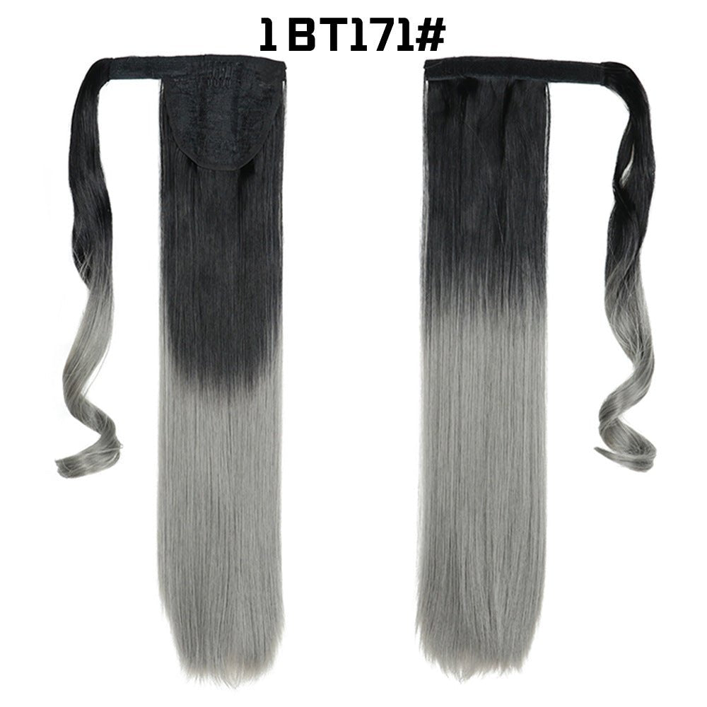European And American Style Long Straight Hair Velcro Ponytail Hairpiece for Ladies