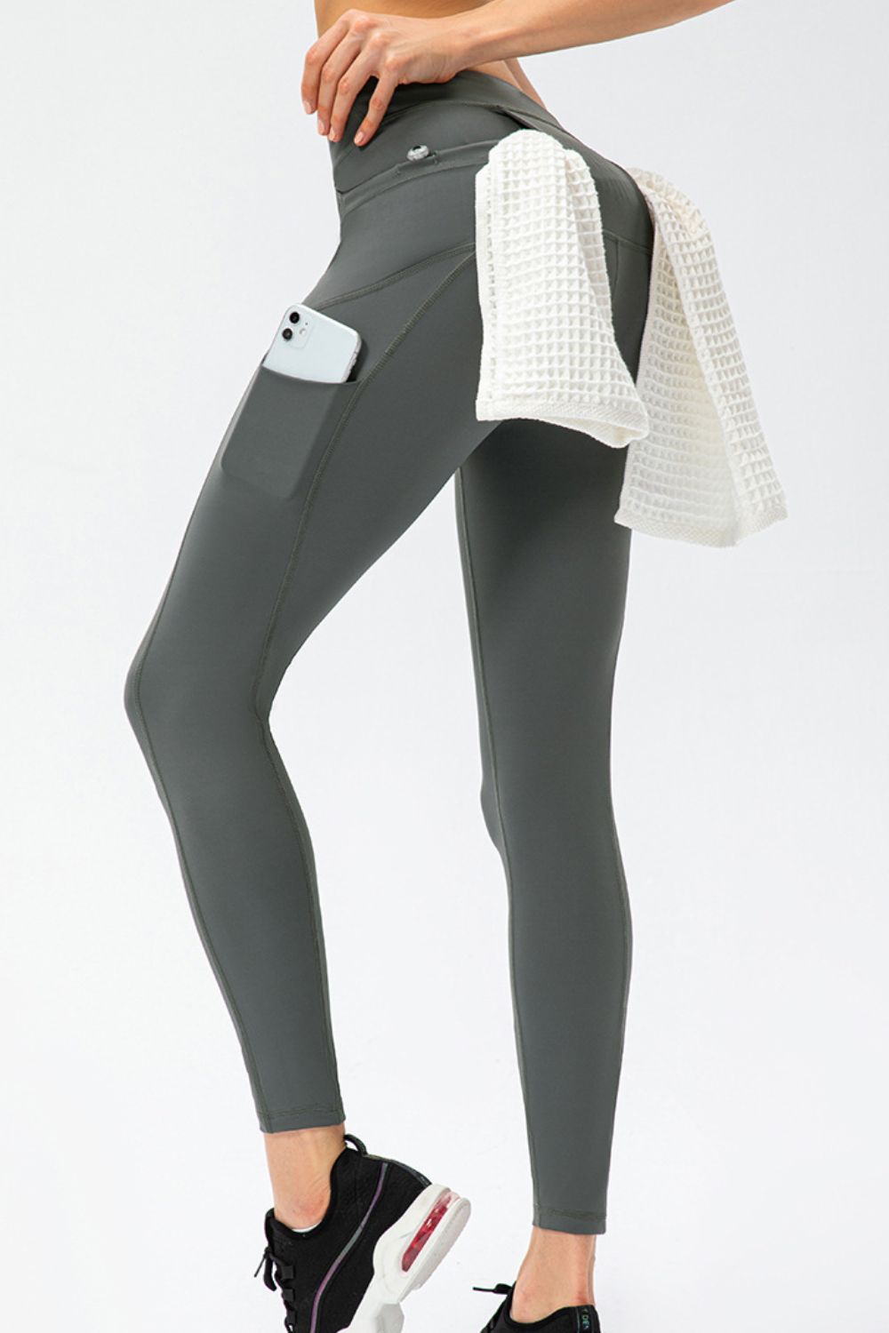 Full-Size High-Waisted Long Sports Pants with Pockets and Slim Fit