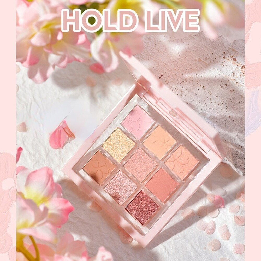 HOLD LIVE Brand New Cherry Blossom-themed 9-color Eyeshadow Palette with Matte and Pearlescent Finishes, Ideal for Beginners, Offering Natural and Long-lasting Eye Makeup Results