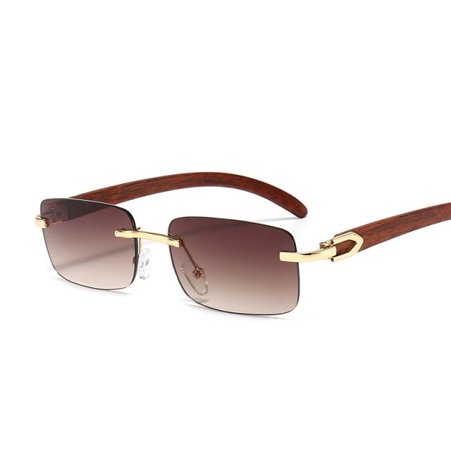 Stylish Frameless Eyeglasses with Exquisite Wood Grain Design