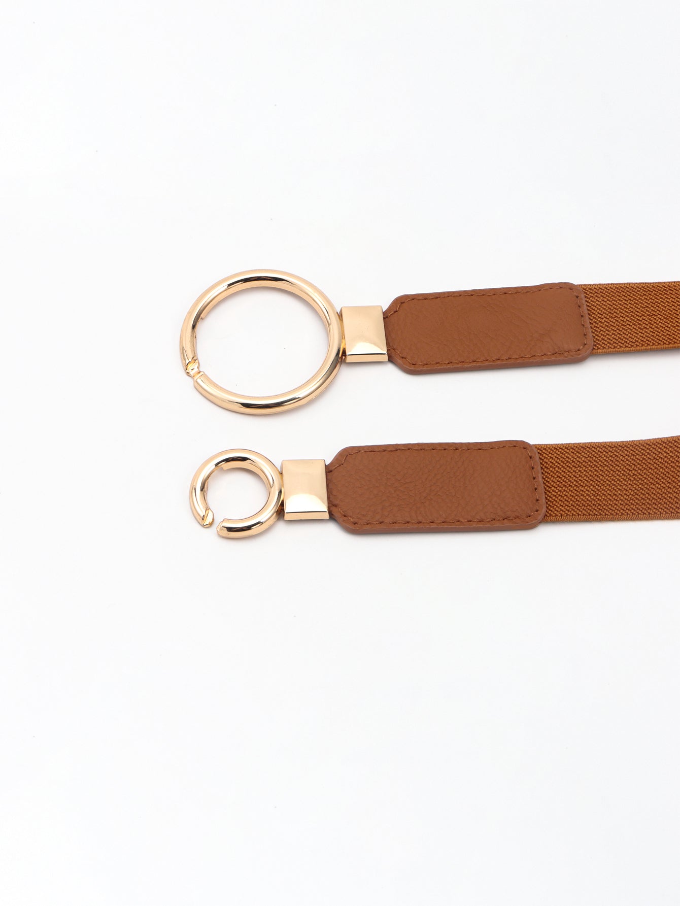 Elastic Double Ring Buckle PU Fashion Belt for Men and Women