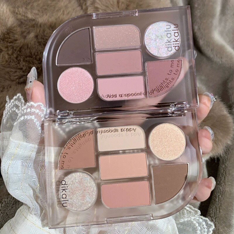 LANBENA 7 - Color Purple Orange Glitter Pearly Waterproof Eyeshadow Palette for Fashionable Eye Makeup