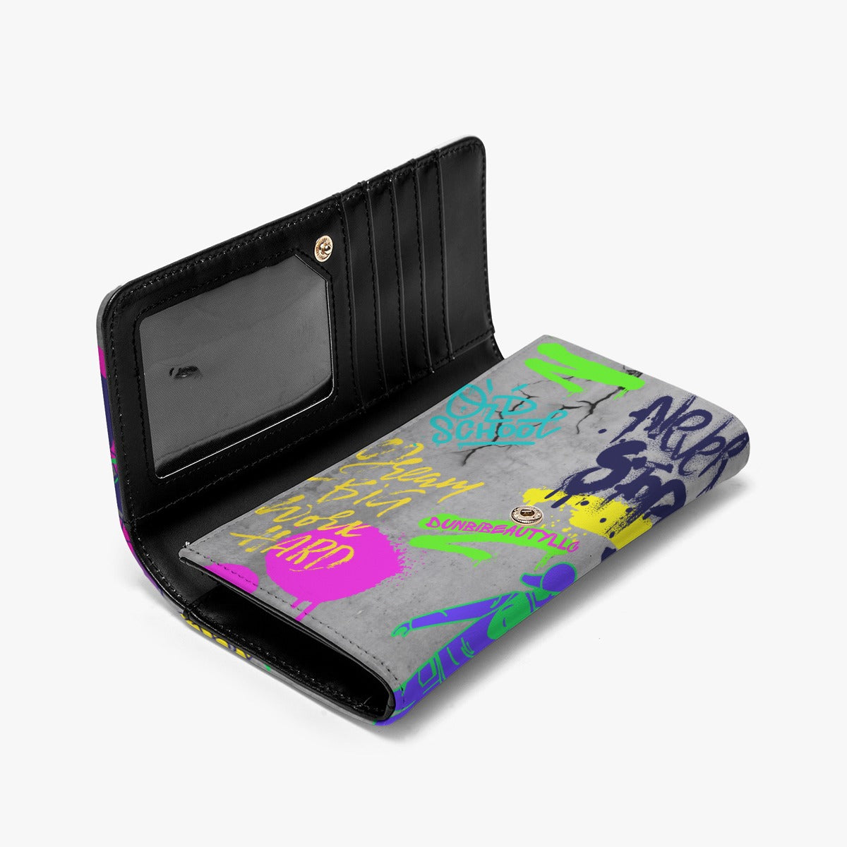Foldable Graffiti, Paint, and Art-Inspired Spray-Painted Motivational Wallet with 'Don't Give Up' Design (Designed by Dunbi)