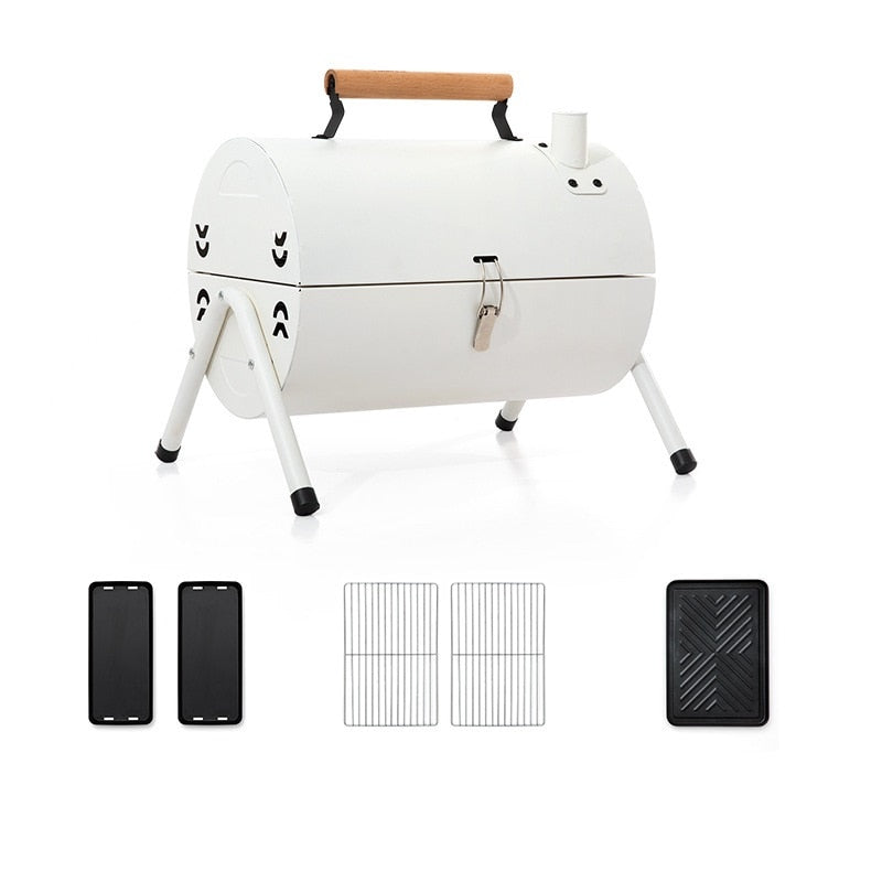 Portable Round Charcoal BBQ Grill Stove Ideal for 2 - 4 People's Patio, Camping, and Picnic Outdoor Cooking