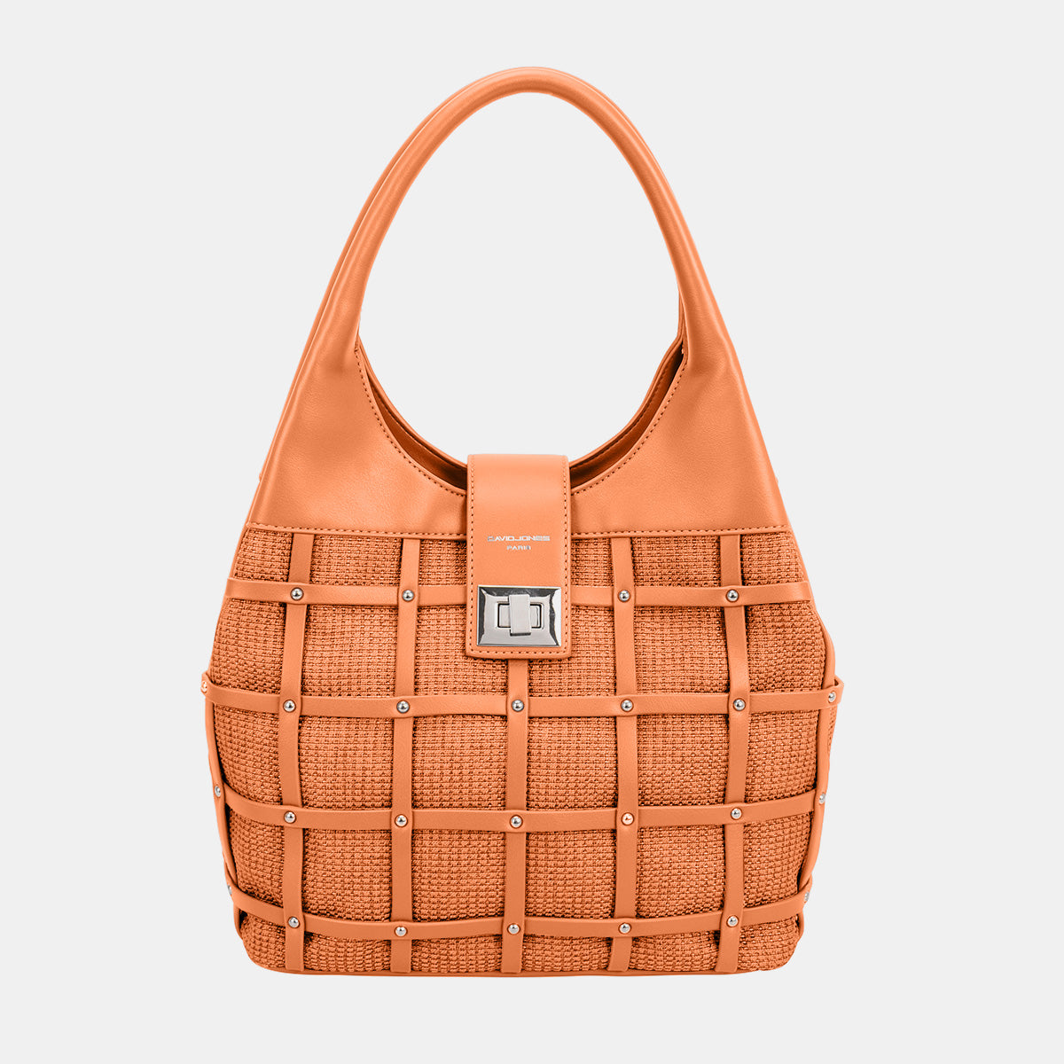 Stylish David Jones Rivet-Adorned Medium-Sized Decorative Handbag for Fashionable Women