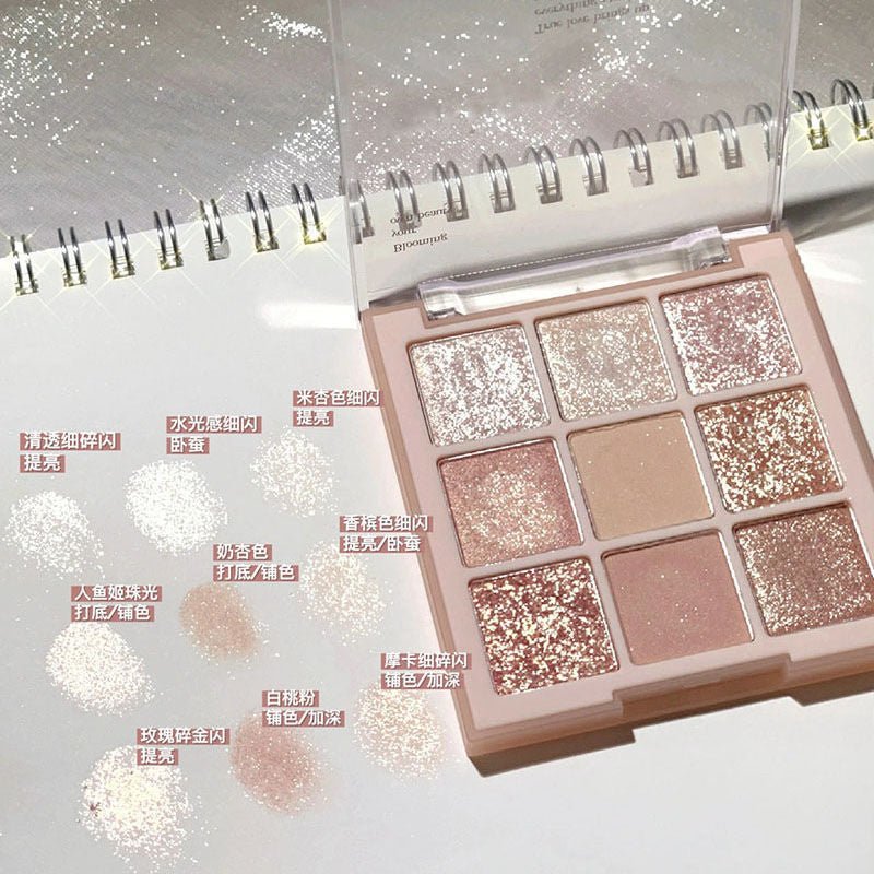 MOONBIFFY 9 - Color Long - Lasting Shimmer Matte Eyeshadow Palette for Korean - Style Makeup