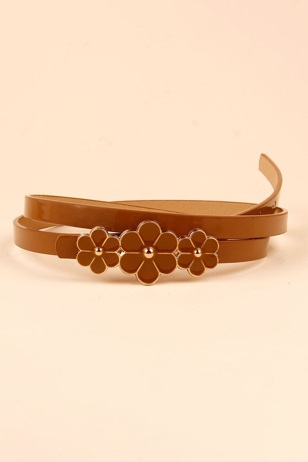 Stylish Flower - Embellished Skinny PU Imported Belt
