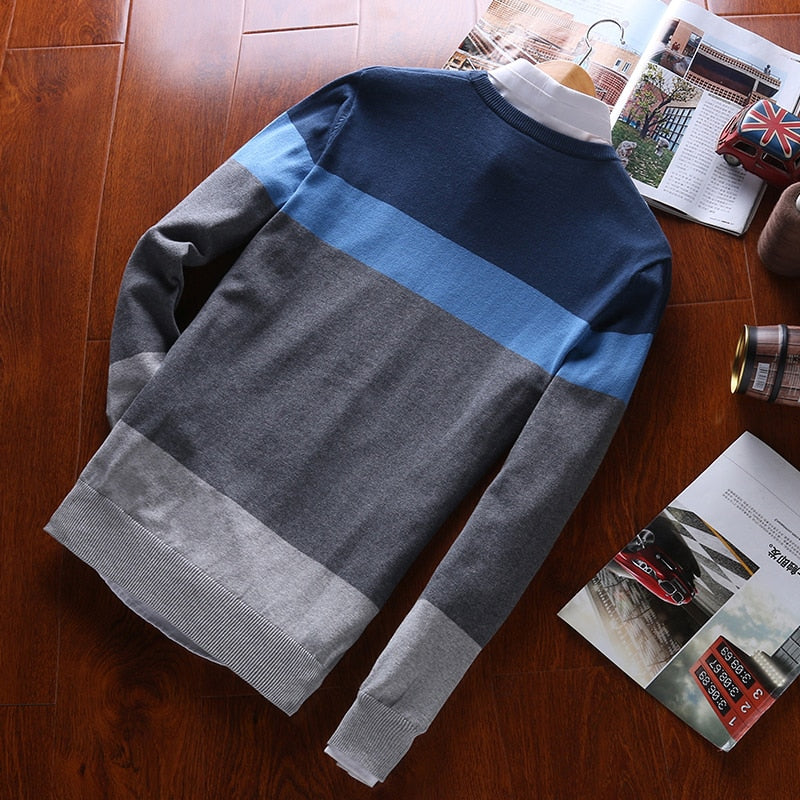Men's Fashionable Computer - Knitted Pullover Cotton Sweater for Spring and Autumn