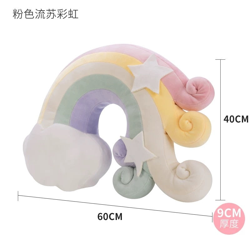 Instagram-Famous Candy-Colored Rainbow, Lucky Cloud, Star, and Moon Plush Throw Pillow for Sofa and Home Decoration with a Colorful Crown - Memorable Cushion