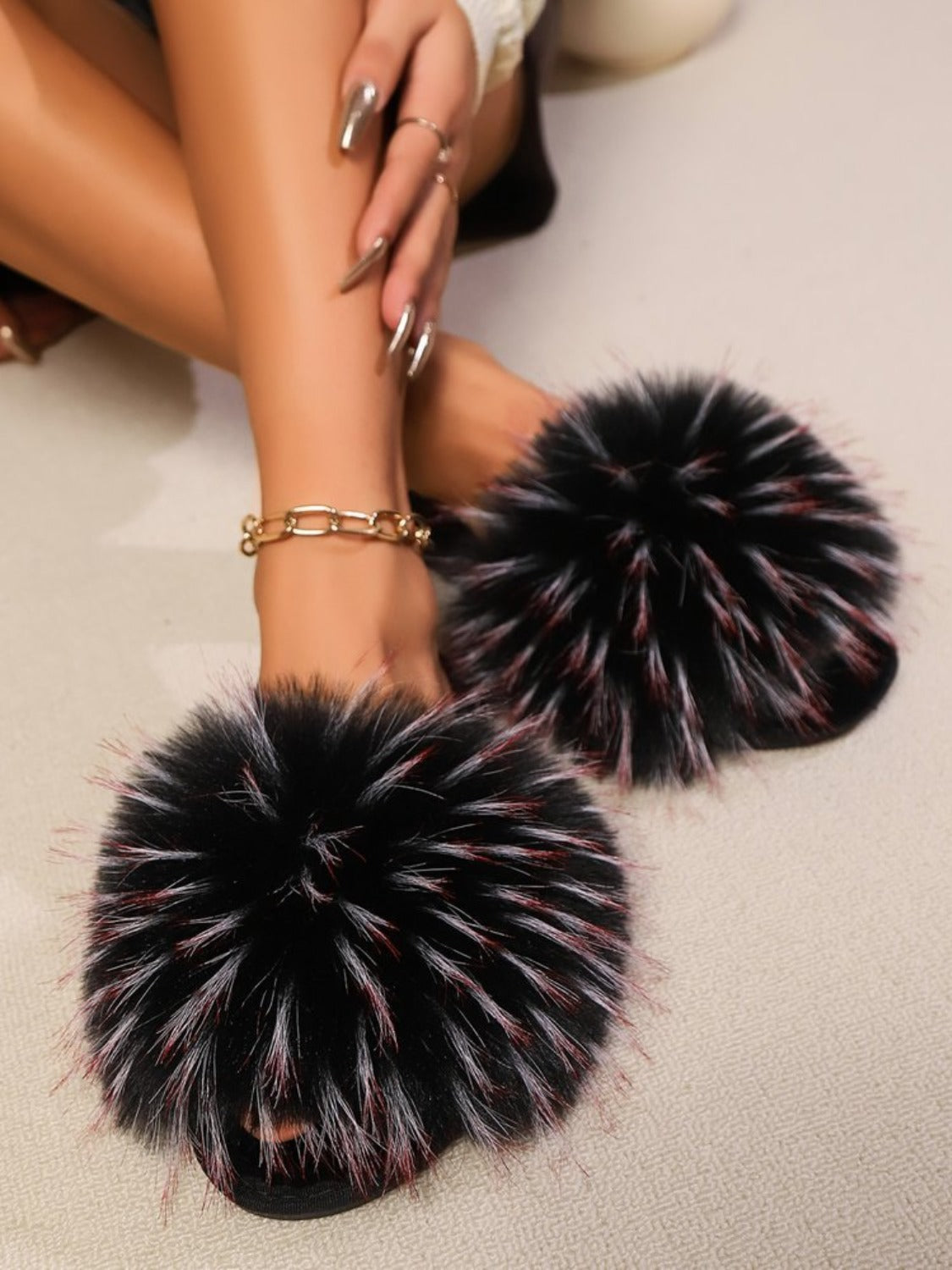 Soft Fuzzy Flat Open - Toe Sandals for All - Day Comfort