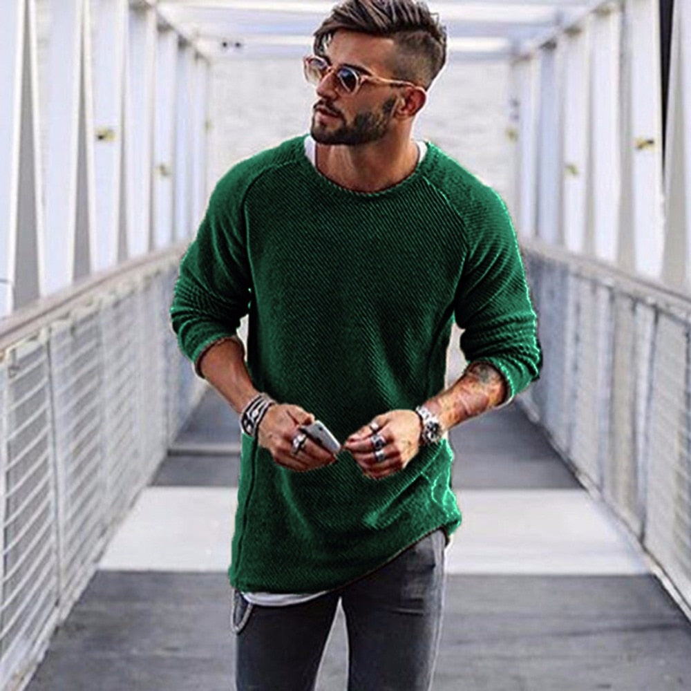 Comfortable Men's Loose-fit Acrylic Sweater in Multiple Colors