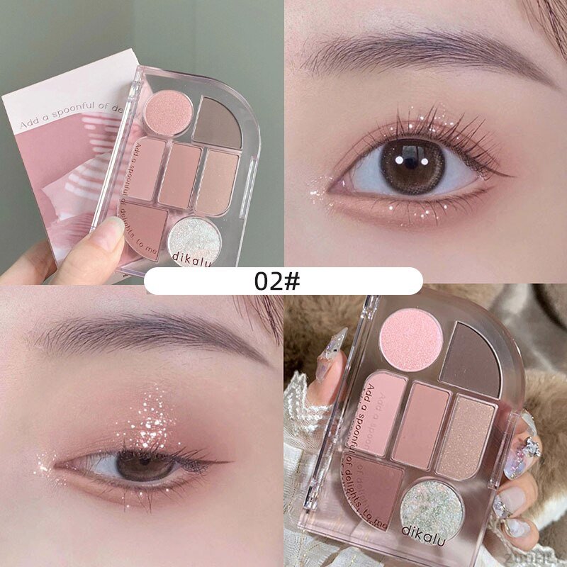 LANBENA 7 - Color Purple Orange Glitter Pearly Waterproof Eyeshadow Palette for Fashionable Eye Makeup
