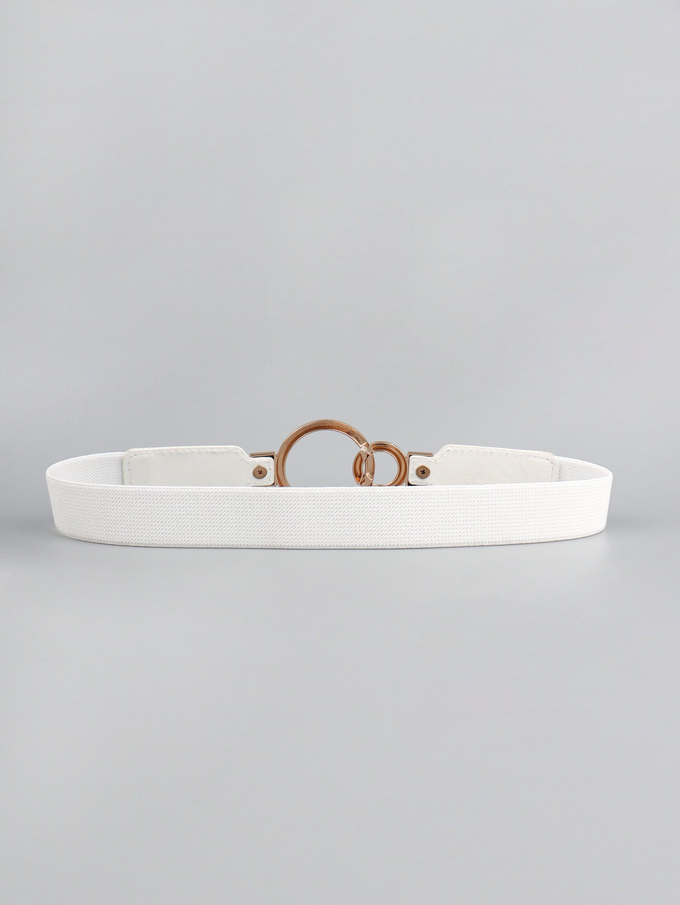 Elastic Double Ring Buckle PU Fashion Belt for Men and Women