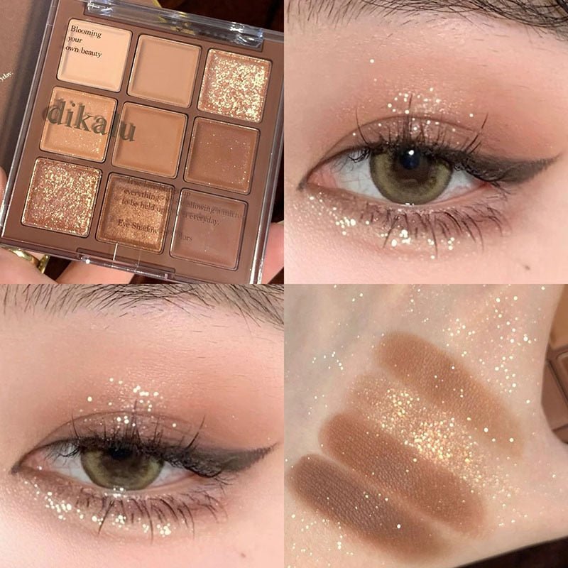 MOONBIFFY 9 - Color Long - Lasting Shimmer Matte Eyeshadow Palette for Korean - Style Makeup