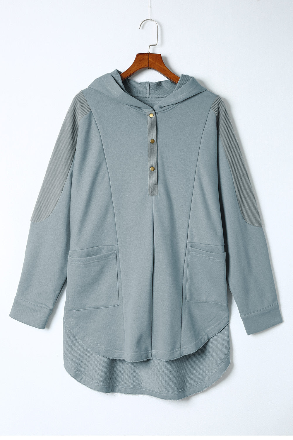 Casual Long Sleeve Buttoned Hoodie with Practical Pockets
