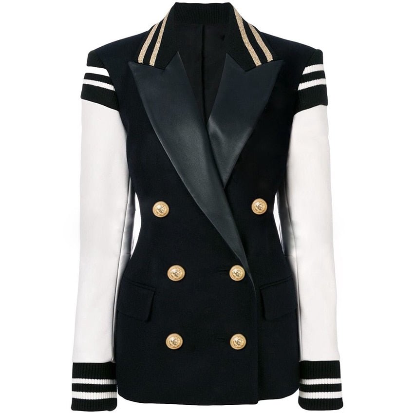 High-End High Street Women's Fashion Varsity Blazer Jacket