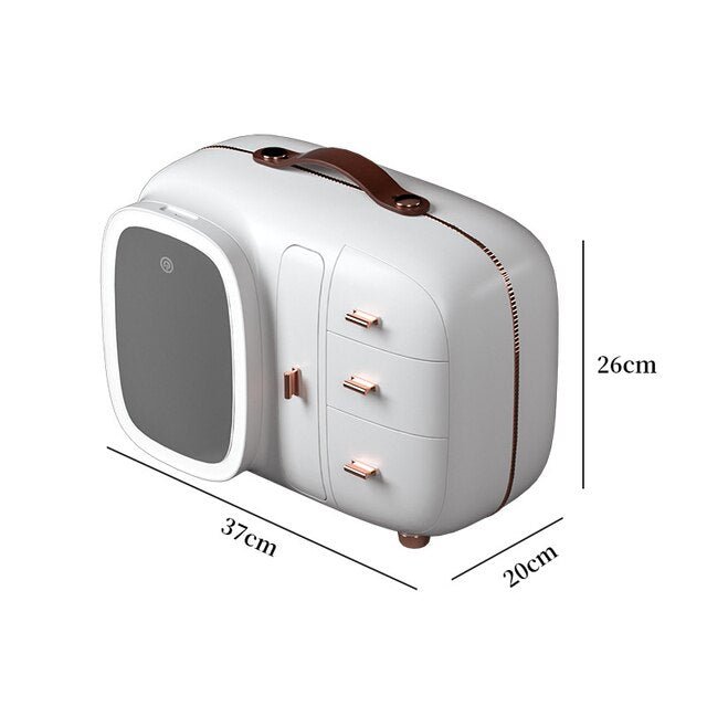 High-End Quality Makeup Storage Case with LED Lighting and Fan - A Modern Desktop Make Up Organizer Drawer for Skincare, Lipstick, and Cosmetics Beauty Box