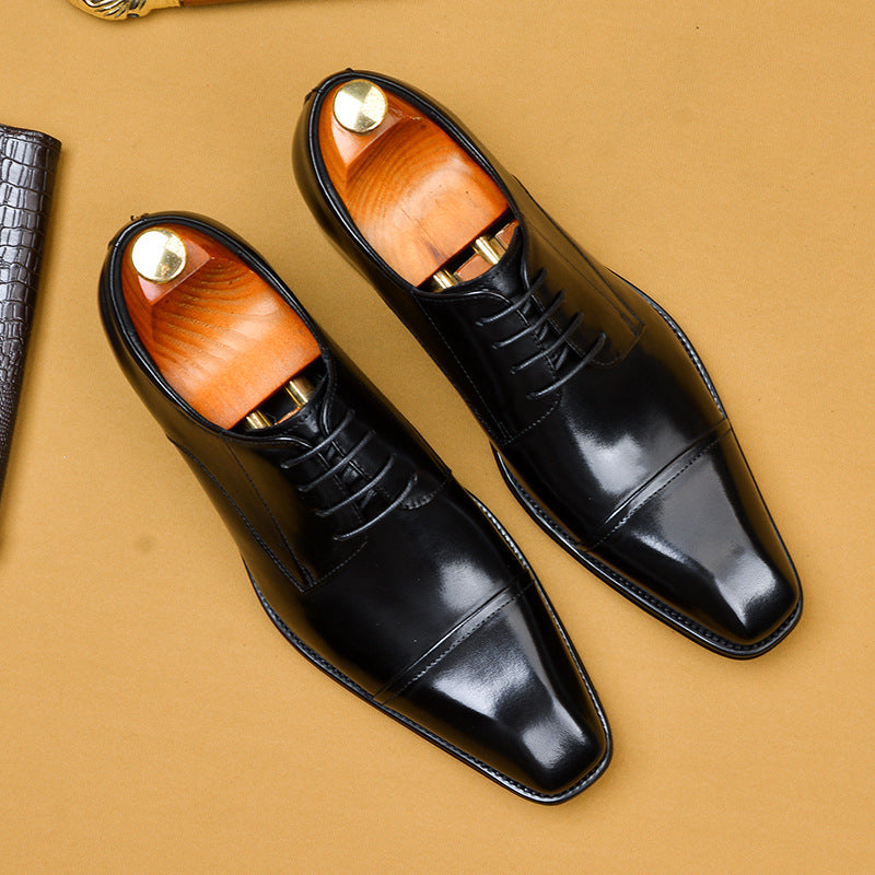 Stylish Men's British Cowhide Leather Formal Business Shoes
