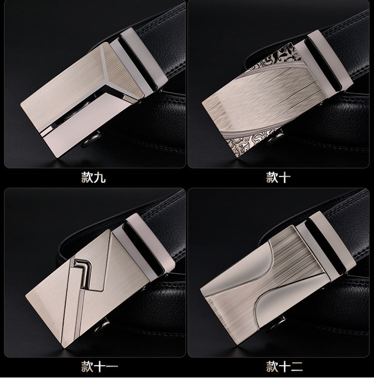 Men's Monochrome Automatic Square Metal Belt Buckle for Business