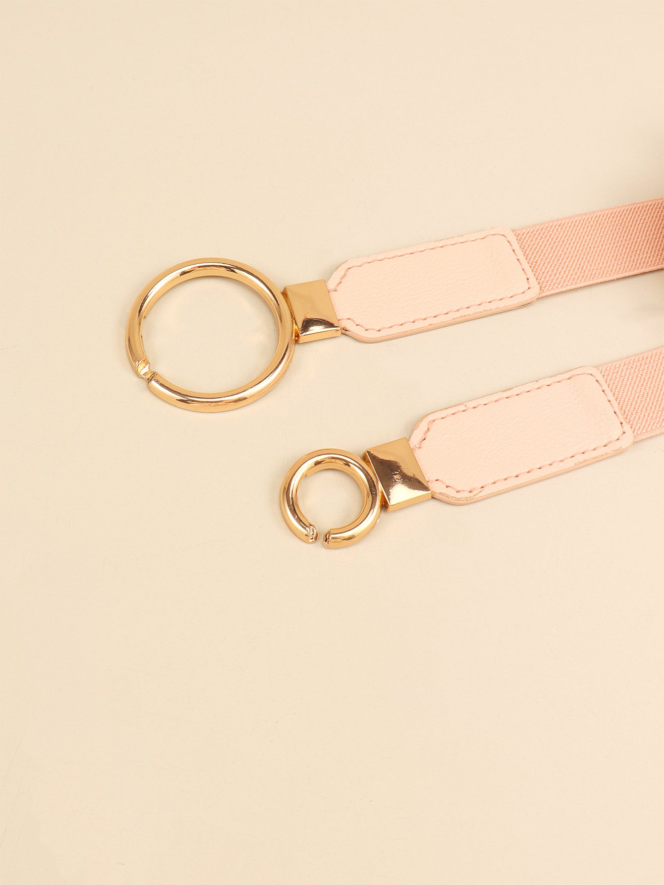 Elastic Double Ring Buckle PU Fashion Belt for Men and Women