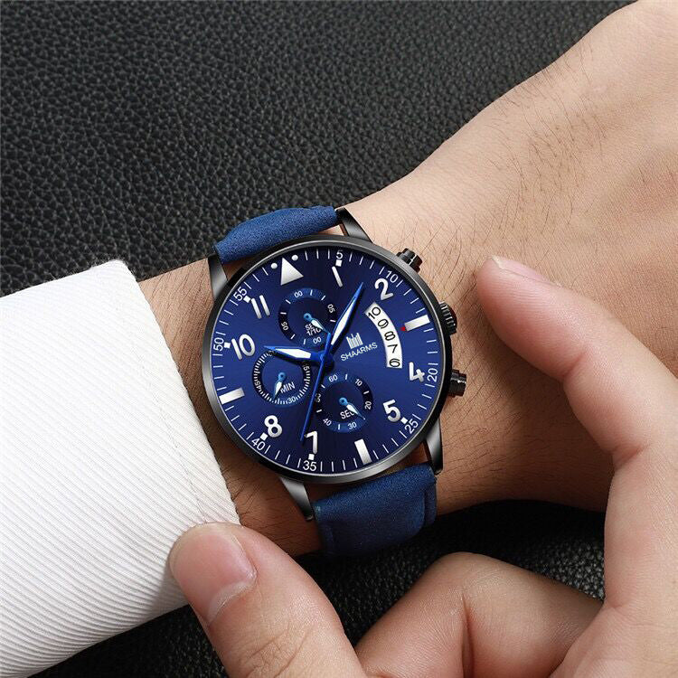 Fashionable Men's Stainless Steel Buckle Wristwatch with Quartz Movement