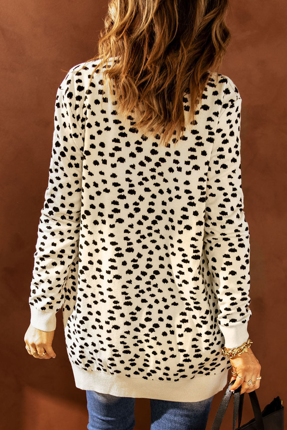 Full Size Fashionable Printed Long Sleeve Cardigan with Functional Pocket