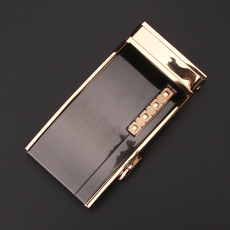 Men's Business Style Automatic Buckle Genuine Leather Belt for All Seasons