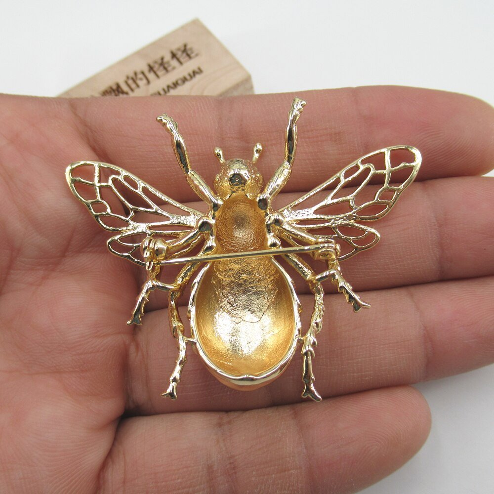 24k Gold Plated Vintage Copper Bee Brooch for Women