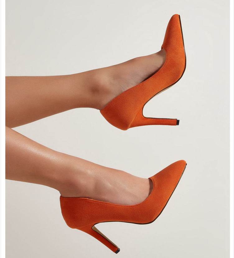 European and American Style Women's Pointed Toe Suede Super High Heel Stiletto Shoes
