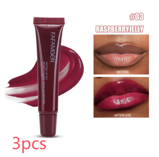 Waterproof and Long - Lasting Glossy Lip Glaze: Korean - Style Liquid Lipstick with a Mirror - like Finish in Tea Red, Ideal for Doodle Lip Makeup
