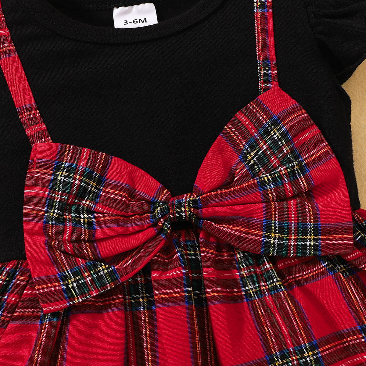 Adorable Plaid Round Neck Dress with Bow Details
