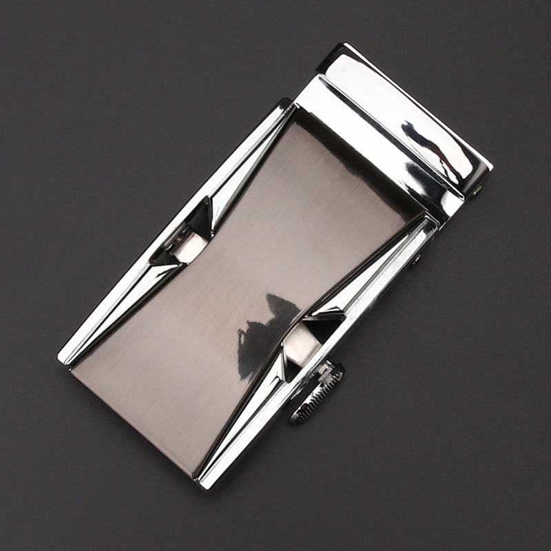 Men's Business Style Automatic Buckle Genuine Leather Belt for All Seasons