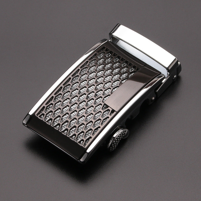 Men's Business Style Automatic Buckle Genuine Leather Belt for All Seasons