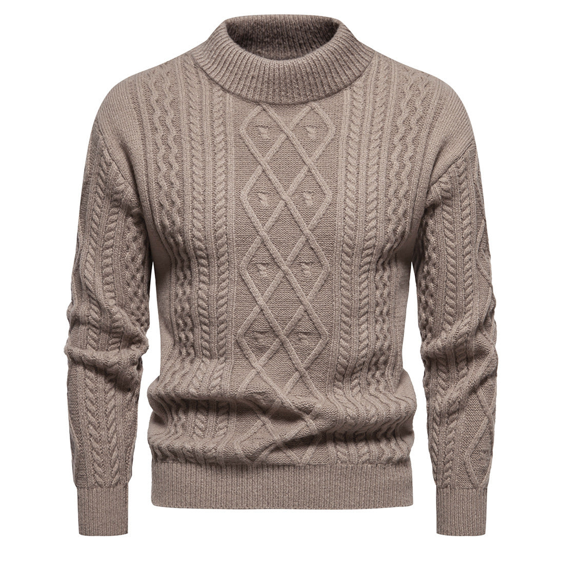 Men's Thickened Solid Color Round Neck Pullover Sweater as Bottoming Shirt