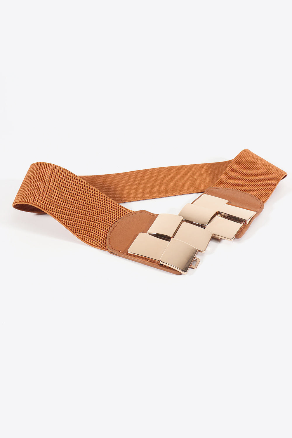 Fashionable Geometric Design Zinc Alloy Buckle Elastic Wide Waist Belt for Men and Women