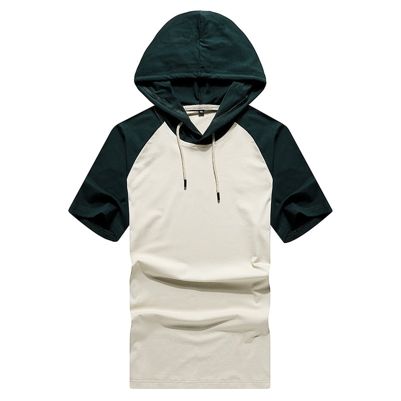 Men's Casual Hooded Short-Sleeved Sports T-Shirt - Ideal for Active Men