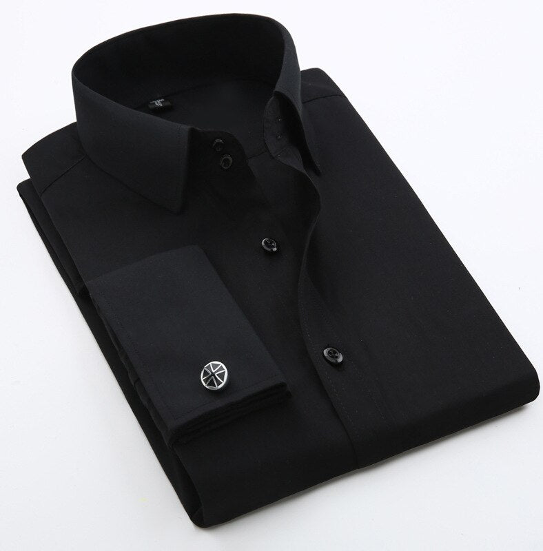 Men's Long Sleeve Turn-down Collar Solid Patchwork Button-down Casual Shirt