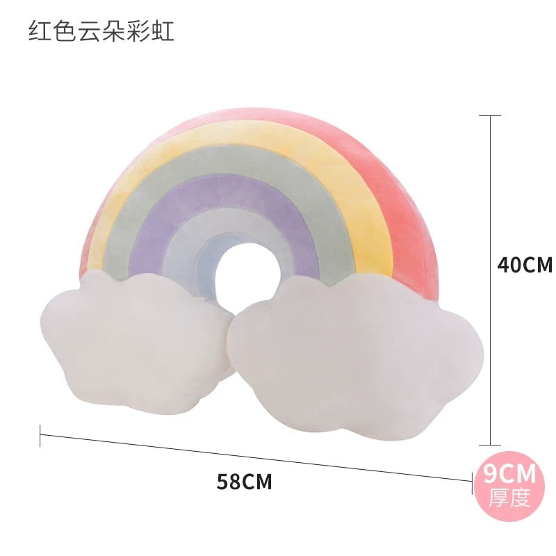 Instagram-Famous Candy-Colored Rainbow, Lucky Cloud, Star, and Moon Plush Throw Pillow for Sofa and Home Decoration with a Colorful Crown - Memorable Cushion