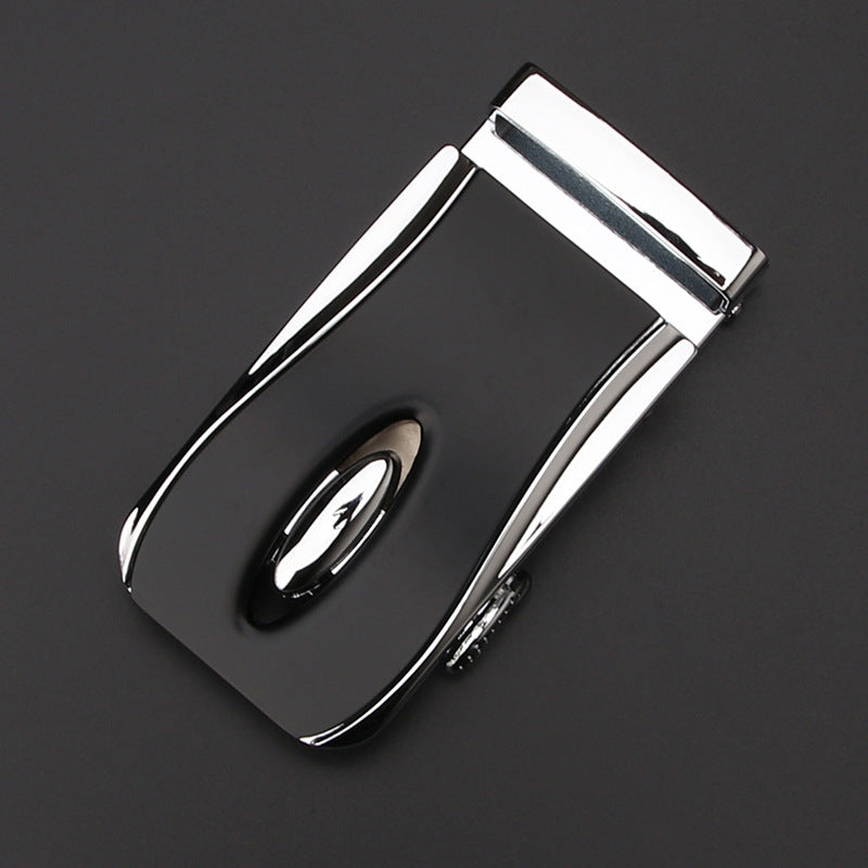 Men's Business Style Automatic Buckle Genuine Leather Belt for All Seasons