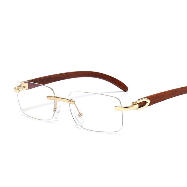 Stylish Frameless Eyeglasses with Exquisite Wood Grain Design