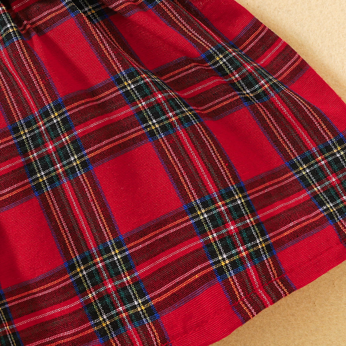 Adorable Plaid Round Neck Dress with Bow Details
