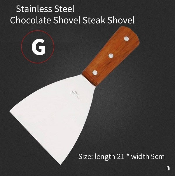 Leeseph Stainless Steel Dough Cutter, Steak Shovel & Pizza Salad Scraper - Kitchen Baking Tools
