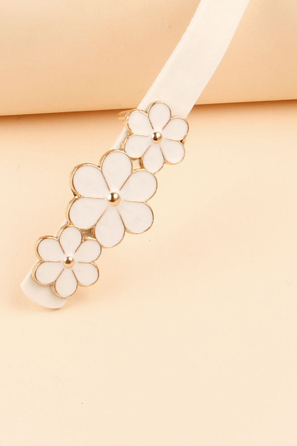 Stylish Flower - Embellished Skinny PU Imported Belt