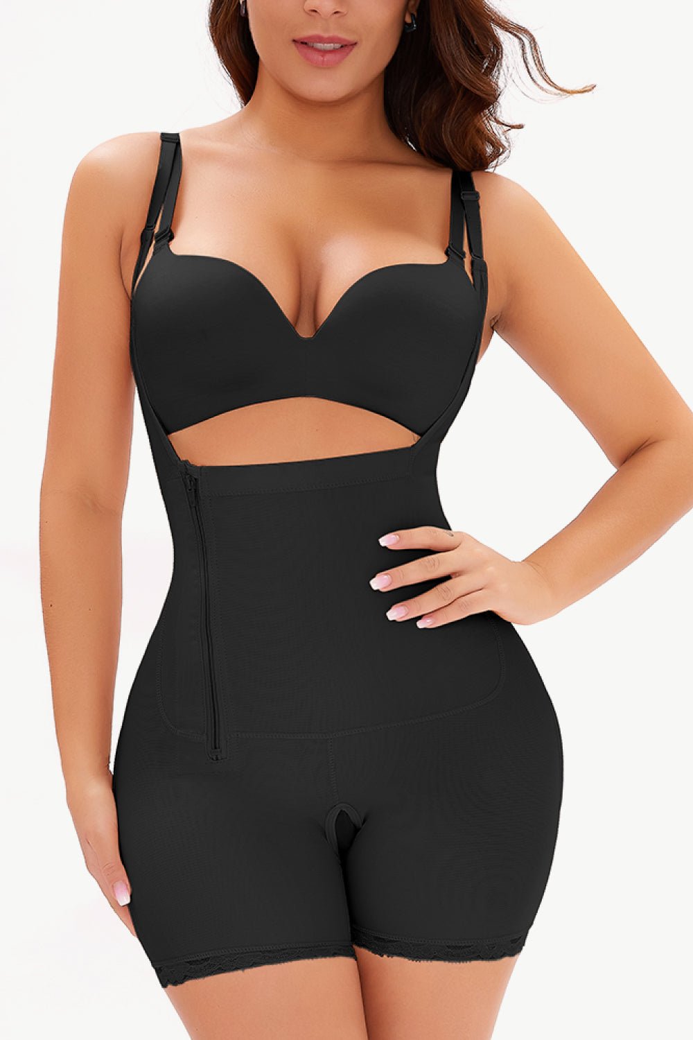Full-Size Women's Under-Bust Shaping Bodysuit with Side Zipper