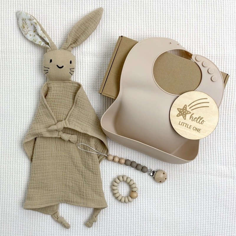 Adorable Solid - Color Cotton Baby Comfort Blanket Set