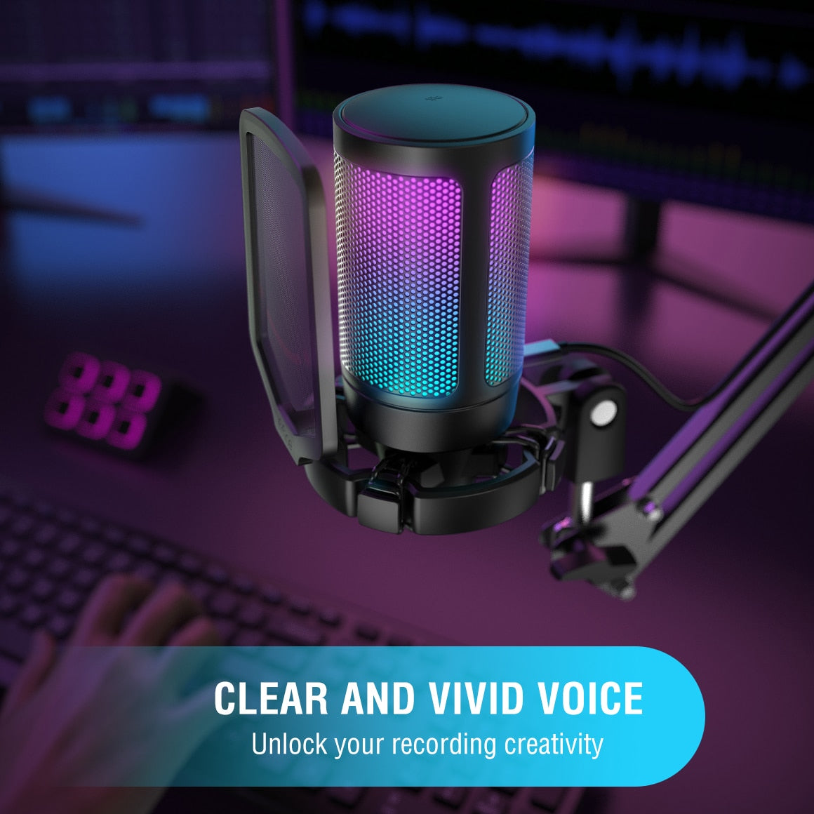 FIFINE A6V Condenser USB Microphone Kit with Pop Filter for Gaming & Streaming on PC/MAC